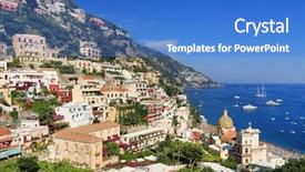  Presentation with coast - Slides enhanced with positano resort on the amalfi coast italy europe background and a teal colored foreground