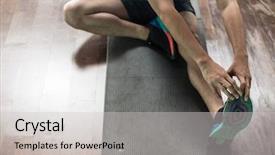  Presentation with stretching - Slides consisting of position as a stretching exercise background and a light gray colored foreground