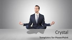  Presentation with infinity - Beautiful theme featuring mind control - businessman levitates and sitting backdrop and a light gray colored foreground