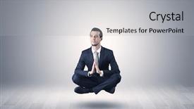  Presentation with infinity - Theme featuring mind control - businessman levitates and sitting background and a light gray colored foreground