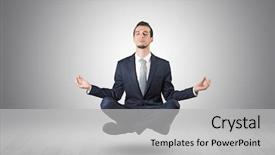 Presentation with infinity - PPT theme having mind control - businessman levitates and sitting background and a light gray colored foreground