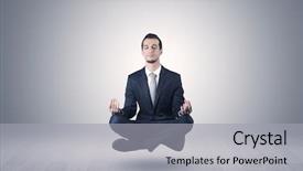 Presentation with infinity - Slide set enhanced with mind control - businessman levitates and sitting background and a light gray colored foreground