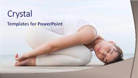  Presentation with healthy - PPT theme having position outdoor at sea yoga background and a sky blue colored foreground