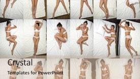  Presentation with sleeping - Slides enhanced with positioning - collage sleeping positions young woman background and a soft green colored foreground