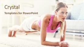  Presentation with positioning - Audience pleasing PPT theme consisting of positioning - fit girl in plank position backdrop and a cream colored foreground