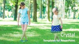  Presentation with dancing - Beautiful presentation design featuring positioning - little girls in park standing backdrop and a  colored foreground