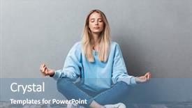  Presentation with positioning - PPT layouts with positioning - pretty young blonde girl meditating background and a teal colored foreground
