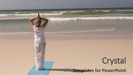  Presentation with prayer - Slide deck enhanced with positioning - rear view of senior woman background and a soft green colored foreground