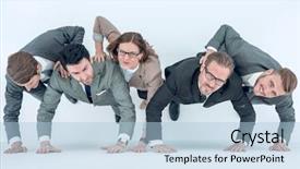  Presentation with positioning - Amazing presentation having positioning - two business teams backdrop and a light blue colored foreground