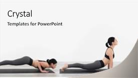  Presentation with positioning - Presentation design enhanced with positioning - young woman practicing yoga white background and a white colored foreground