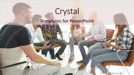  Presentation with lobby - Presentation having positioning strategy - creative team sitting background and a  colored foreground