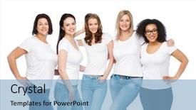  Presentation with diverse women - Presentation theme with positive and people concept - group background and a light blue colored foreground