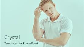  Presentation with casual young people - Presentation consisting of positive-athletic-young-man background and a sky blue colored foreground