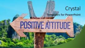 Presentation with positive attitude - Slide set consisting of positive attitude arrow with beach background and a light blue colored foreground