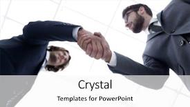  Presentation with shaking hands - Amazing slide deck having positive attitude relationship - bottom view of two men backdrop and a white colored foreground