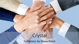  Presentation with photo - Presentation theme consisting of positive attitude relationship - photo of business people s background and a light blue colored foreground