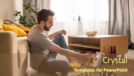  Presentation with floor - Cool new theme with positive-bearded-man-sitting backdrop and a tawny brown colored foreground