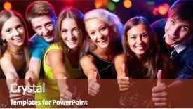  Presentation with show - Slide set with positive behavior - group of young people show background and a tawny brown colored foreground