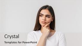  Presentation with behavior - Audience pleasing theme consisting of positive behavior - portrait of a beautiful pensive backdrop and a light gray colored foreground