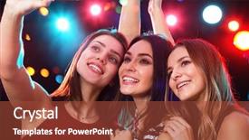  Presentation with girls night - Slide deck having positive behavior - smiling girls with smartphone taking background and a red colored foreground