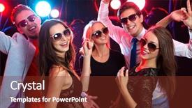  Presentation with young people in the club - PPT theme having positive behavior - young people having fun dancing background and a tawny brown colored foreground