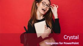  Presentation with photo - PPT theme featuring emotion brain - photo of cute young woman background and a crimson colored foreground