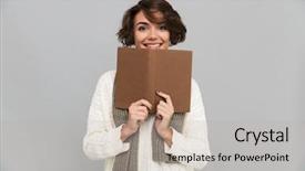  Presentation with teal design no picture - PPT theme consisting of grey background looking camera reading background and a light gray colored foreground