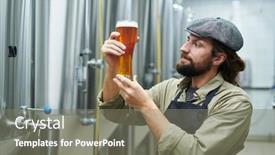  Presentation with brewery - PPT layouts featuring positive-brewery-worker-in-flat background and a gray colored foreground