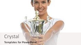  Presentation with trophy - Theme having positive-casual-woman-giving-trophy background and a lemonade colored foreground