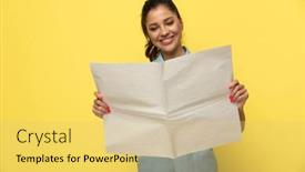  Presentation with reading - Presentation theme with positive-casual-woman-smiling background and a yellow colored foreground