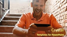  Presentation with ginger - Presentation design enhanced with positive-cheerful-ginger-man-playing background and a tawny brown colored foreground