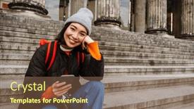  Presentation with museum - Slides enhanced with positive-cheerful-young-asian-woman background and a tawny brown colored foreground