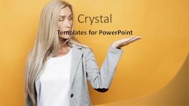  Presentation with pensioner - PPT theme with positive-elderly-pensioner-woman background and a yellow colored foreground