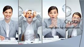  Presentation with emotional crisis - Presentation consisting of emotional crisis - collage of a young business background and a light blue colored foreground