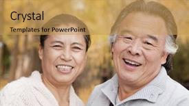  Presentation with old couple - Cool new PPT theme with positive emotional - old couple in park backdrop and a coral colored foreground