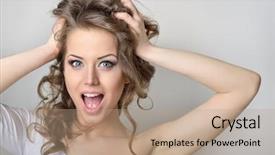  Presentation with beautiful young girl red - Presentation theme enhanced with beautiful girl attractive young emotional background and a coral colored foreground