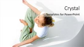  Presentation with lotus - Slide deck featuring positive energy - above view of young woman background and a white colored foreground