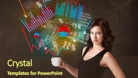  Presentation with call out diagrams - Cool new presentation design with positive energy - businesswoman standing and holding backdrop and a tawny brown colored foreground