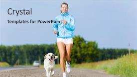  Presentation with dog and cat health - Presentation having positive energy - young healthy girl running outdoor background and a  colored foreground