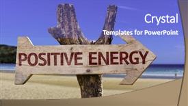  Presentation with energy - PPT theme consisting of positive energy wooden sign background and a cobalt blue colored foreground
