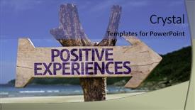  Presentation with experience - Beautiful PPT layouts featuring positive experiences wooden sign backdrop and a ocean colored foreground