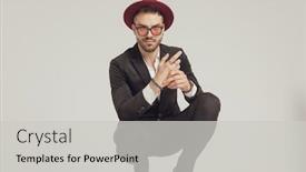  Presentation with fashion - Cool new presentation theme with positive-fashion-model-adjusting backdrop and a light gray colored foreground