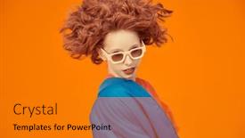  Presentation with blue orange - Theme consisting of positive-fashion-portrait-of-attractive background and a gold colored foreground