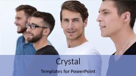  Presentation with stand - Colorful presentation theme enhanced with youth conference - creative business people stand backdrop and a light blue colored foreground