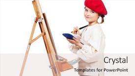  Presentation with art historical painting - Slide set consisting of positive girl painting a picture background and a lemonade colored foreground
