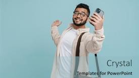  Presentation with eyeglasses - Slides consisting of positive-indian-guy-in-eyeglasses background and a light blue colored foreground