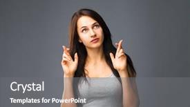  Presentation with god help - Slide set with beautiful satisfied girl beggs god background and a gray colored foreground