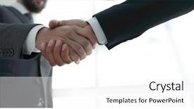  Presentation with handshake - Colorful slide deck enhanced with mergers acquisitions - businessmen making handshake - business backdrop and a white colored foreground