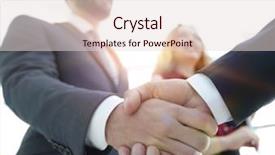  Presentation with merger - Audience pleasing PPT layouts consisting of businessmen making handshake - business etiquette backdrop and a lemonade colored foreground