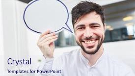  Presentation with bubble - Audience pleasing slide deck consisting of up founder with speech bubble backdrop and a sky blue colored foreground